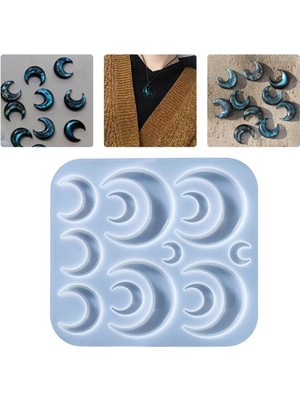 Epoksi Silikon Kalıp Çoklu Anahtarlık Farklı Boylarda Yarım Ay Kolye Küpe Kalıbı