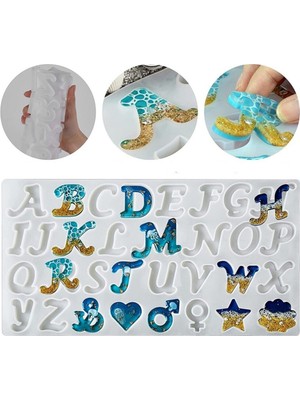 Epoksi Silikon Kalıp Büyük El Yazısı Harf ve Figür Kalıbı 32 Li