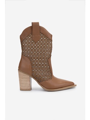 Valmenti Kadın Deri & Tekstil Taba Deri Topuklu Çizme 472 1194 Bn Czm Y25 Taba Dr