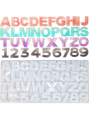 Epoksi Silikon Kalıp Kristal Büyük Harfler ve Rakamlar Kalıbı 36 Lı