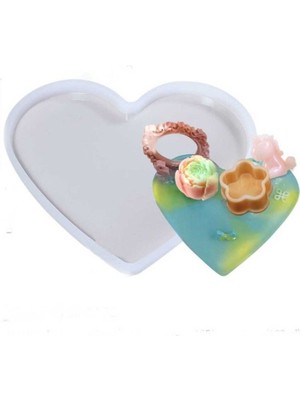 Epoksi Silikon Kalıp Küçük Kalp Tepsi Kalıbı 16X19 cm