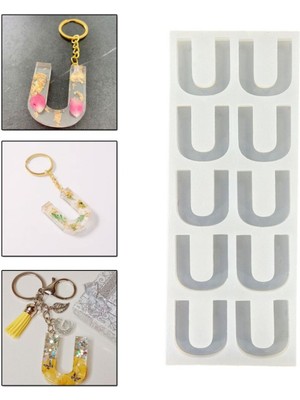Epoksi Çoklu Silikon Kalıp U Harfi Anahtarlık Reçine Seri Döküm Kalıbı 4 cm 10 Lu