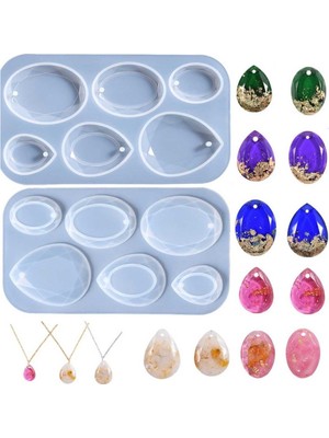 Epoksi Reçine Silikon Kalıp Çoklu Kristal Damla Figürleri Anahtarlık Kolye Kalıbı