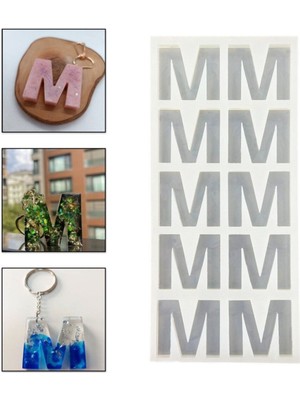 Epoksi Çoklu Silikon Kalıp M Harfi Anahtarlık Reçine Seri Döküm Kalıbı 4 cm 10 Lu