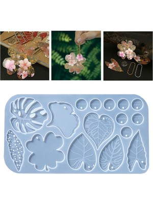 Epoksi Silikon Kalıp Çoklu Yaprak Figür Modelleri Delikli Kolye Küpe Kalıbı