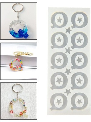 Epoksi Çoklu Silikon Kalıp Q Harfi Anahtarlık Reçine Seri Döküm Kalıbı 4 cm 10 Lu