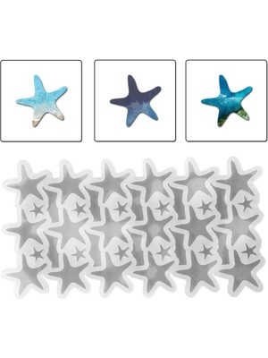 Epoksi Silikon Kalıp Çoklu Deniz Yıldızı Kolye Anahtarlık Küpe Kalıbı 18 Li