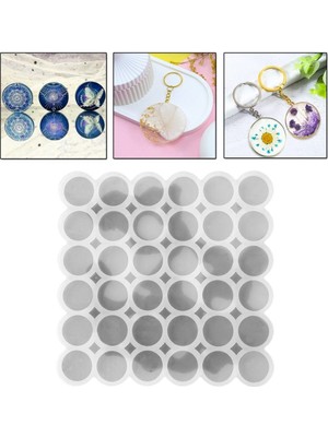 Epoksi Silikon Kalıp Çoklu Yuvarlak Anahtarlık Kolye Küpe Kalıbı 3.5 cm 36 Lı