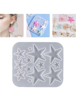 Epoksi Silikon Kalıp Çoklu Anahtarlık Farklı Boylarda Yıldız Kolye Küpe Kalıbı