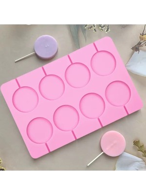 Kalıp Çubuklu Halka Şeker, Çikolata, Dondurma, Lolipop Silikon Kalıbı 8'li