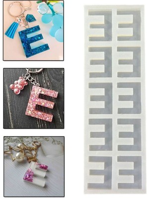 Epoksi Çoklu Silikon Kalıp E Harfi Anahtarlık Reçine Seri Döküm Kalıbı 4 cm 10 Lu