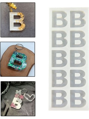 Epoksi Çoklu Silikon Kalıp B Harfi Anahtarlık Reçine Seri Döküm Kalıbı 4 cm 10 Lu