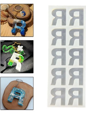 Epoksi Çoklu Silikon Kalıp R Harfi Anahtarlık Reçine Seri Döküm Kalıbı 4 cm 10 Lu