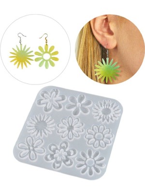 Epoksi Silikon Kalıp Çoklu Çiçek Figürleri Kolye Küpe Kalıbı 9 Lu