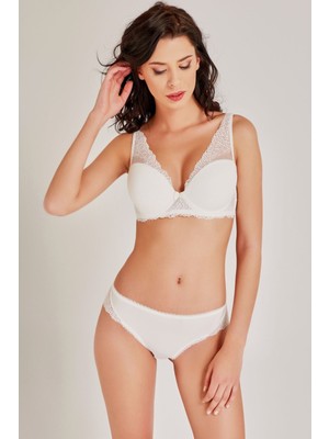 Dantelli V Yaka Push Up Destekli Sütyen