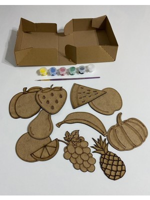 Ahşap Kendin Yap Meyveler Boyama Seti Eğitici Montessori Çocuk Gelişim Oyuncağı
