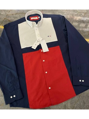 Erkek Slim Fit Renk Bloklu Gömlek