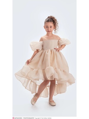 Kuyruklu Kız Çocuk Abiye Elbise Karolin Kumaş