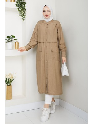 Kadın Cepli Düğme Kapamalı Kap -PMK421