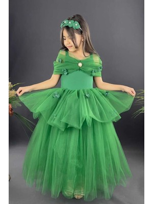 Uzun Abiye Elbise Kat Kat Tütü Omuz Detaylı