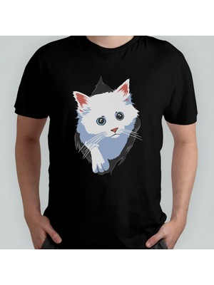 Pixxa Içimdeki Kedi Van Kedisever Unisex %100 Pamuklu Bisiklet Yaka T-Shirt