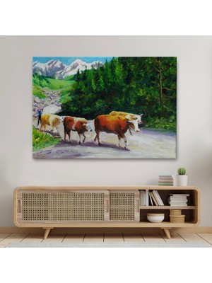 Marsilyan- Otlayan Boğa Kanvas Duvar TABLOSU-1183