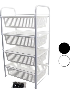 4 Katlı Çekmeceli Sebzelik Tekerlekli