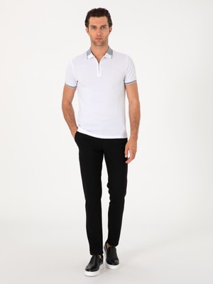 Cacharel Erkek Beyaz Slim Fit %100 Pamuk Fermuarlı Polo Yaka T-shirt 50301382-VR013