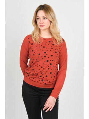 Sistas Kadın Uzun Kollu Puanlı Bisiklet Yaka Bluz 24583 Kiremit