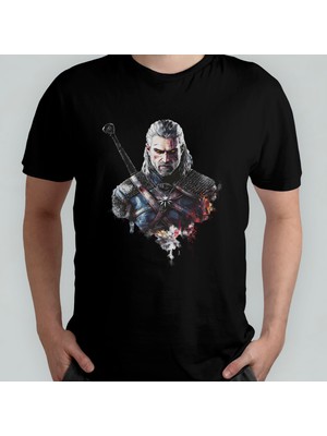 Pixxa The Witcher Geralt Unisex %100 Pamuklu Bisiklet Yaka T-Shirt Model 5
