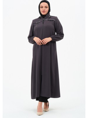 Edasu Kadın Büyük Beden Petek Kumaş Kapüşonlu Spor Ferace