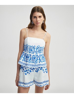 Çiçek Desen Pileli Bluz IS1250006114002