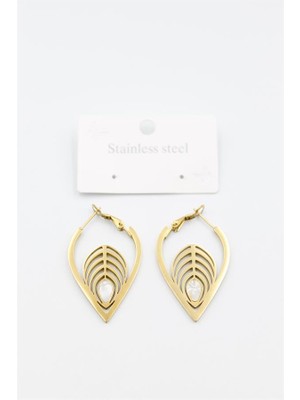 Sedef Yaprak Küpe - Altın