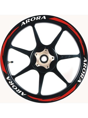 Yeni Özel  Motosiklet Jant Şeridi Arora Uyumlu Beyaz-Kırmızı Sağ-Sol/ön-Arka