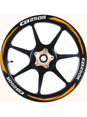 Yeni Özel  Motosiklet Jant Şeridi CB250R Uyumlu Beyaz-Turuncu Sağ-Sol/ön-Arka