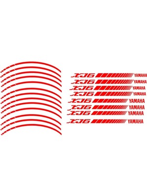 Yeni Özel  Motosiklet Jant Şeridi Xj6 Yamaha Uyumlu Kırmızı Sağ-Sol/ön-Arka