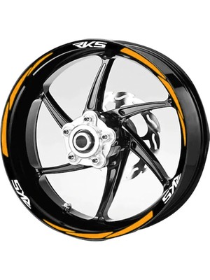 Yeni Özel  Motosiklet Jant Şeridi Rks Turuncu Sağ-Sol/ön-Arka