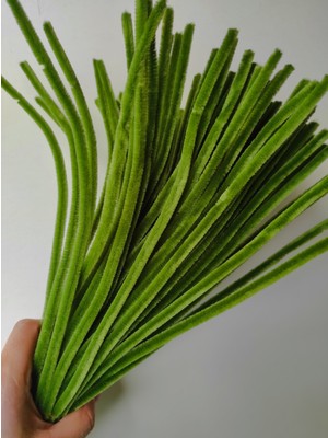Liva Heryer.ciceklenir 100'LÜ Ordu Yeşili Renkli Şönil, Eğitici Şönil Seti, Tüylü Tel, 30 cm 6mm