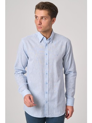 White Stone  2025-Y  G2532 Keten Gömlek    Mavi