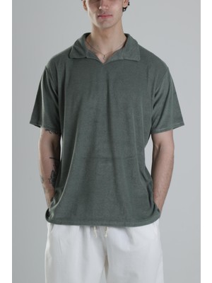 Cocopelli Erkek Haki Yazlık Havlu Kumaş T-Shirt COC1838