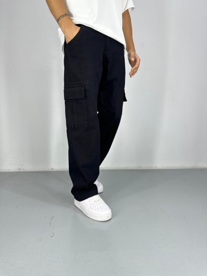 Cocopelli Erkek Siyah Rahat Kalıp Premium Kargo Cep Pantolon COC2208