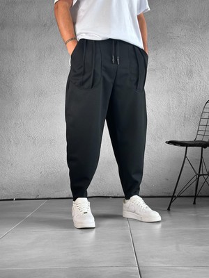 Cocopelli Erkek Siyah Oversize Cep Detaylı Baggy Pantolon COC2305