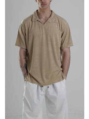 Yazlık Havlu Kumaş Bej T-Shirt