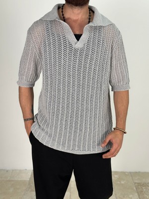 Örme Triko Polo Gri T-Shirt