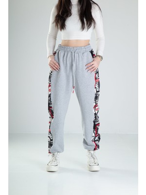 Çizgi Roman Desenli Gri Jogger