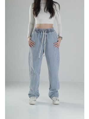 Premium Kalite Buz Mavisi Baggy Pantolon