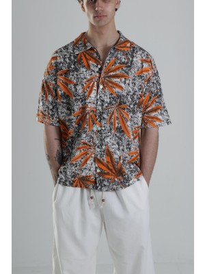 Cocopelli Turuncu Yaprak Desenli Gomlek