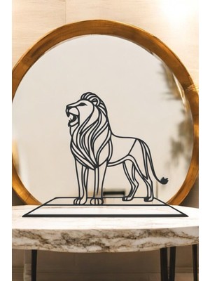 Aslan Line Art Figür - Minimalist Dekor & Koleksiyon, Ev Dekoru, 3D Baskı