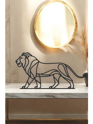 Aslan Line Art Figür - Minimalist Dekor & Koleksiyon, Ev Dekoru, 3D Baskı