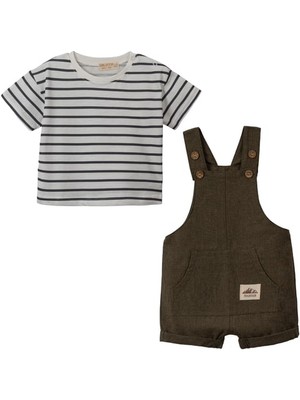 Necix's Erkek Bebek Keten 2 Parça Salopet Takım